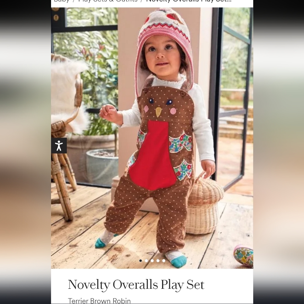 Baby Boden Novelty Bird Corduroy Overalls Play Set, Size 3-6 months